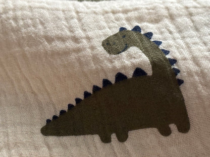 BIO Musselin/ Gauze Dinosaurier Natural