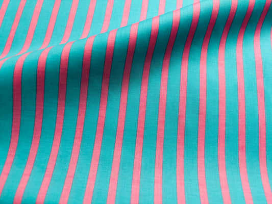 Baumwollstoff Streifen Türkis Pink