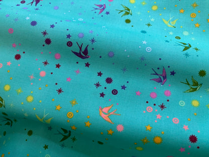 Baumwollstoff Fairy Dust Schwalben Mint