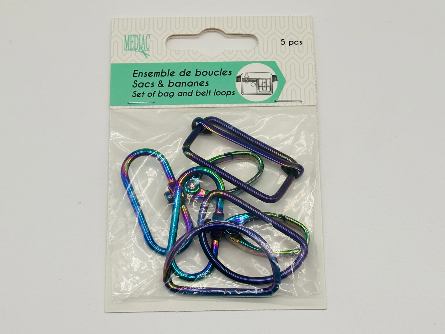 Taschenzubehör-Set Metall Schillernd 25 mm
