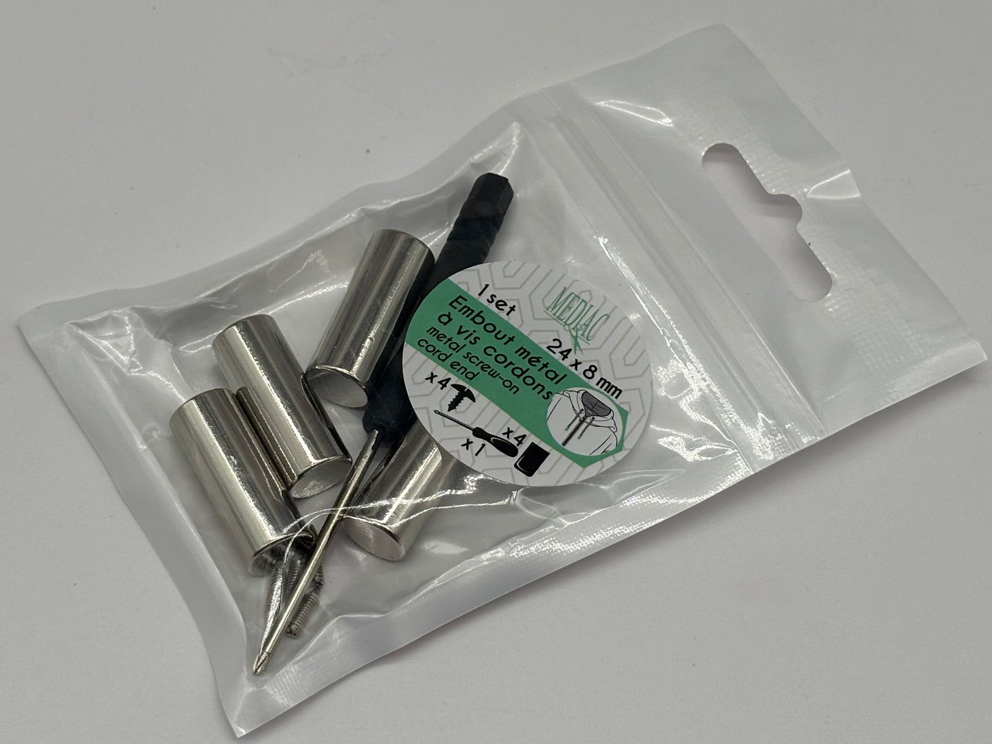 Kordelenden Silber 8 mm 4 Stück