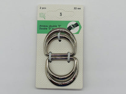 Doppel D-Ring-Verschluss 30 mm Metall Silber
