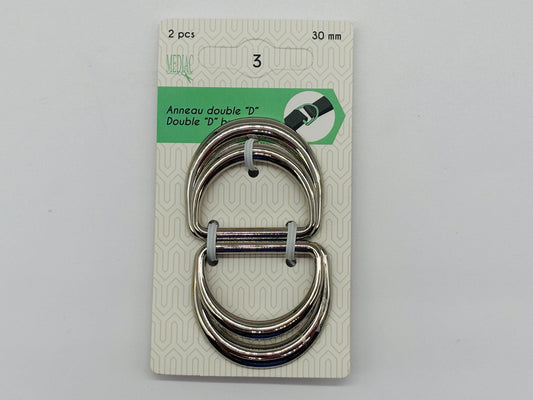 Doppel D-Ring-Verschluss 30 mm Metall Silber