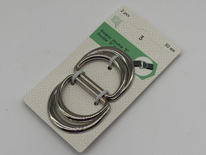 Doppel D-Ring-Verschluss 30 mm Metall Silber
