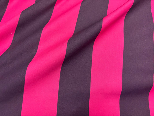 Baumwollstoff Blockstreifen Pink/Aubergine