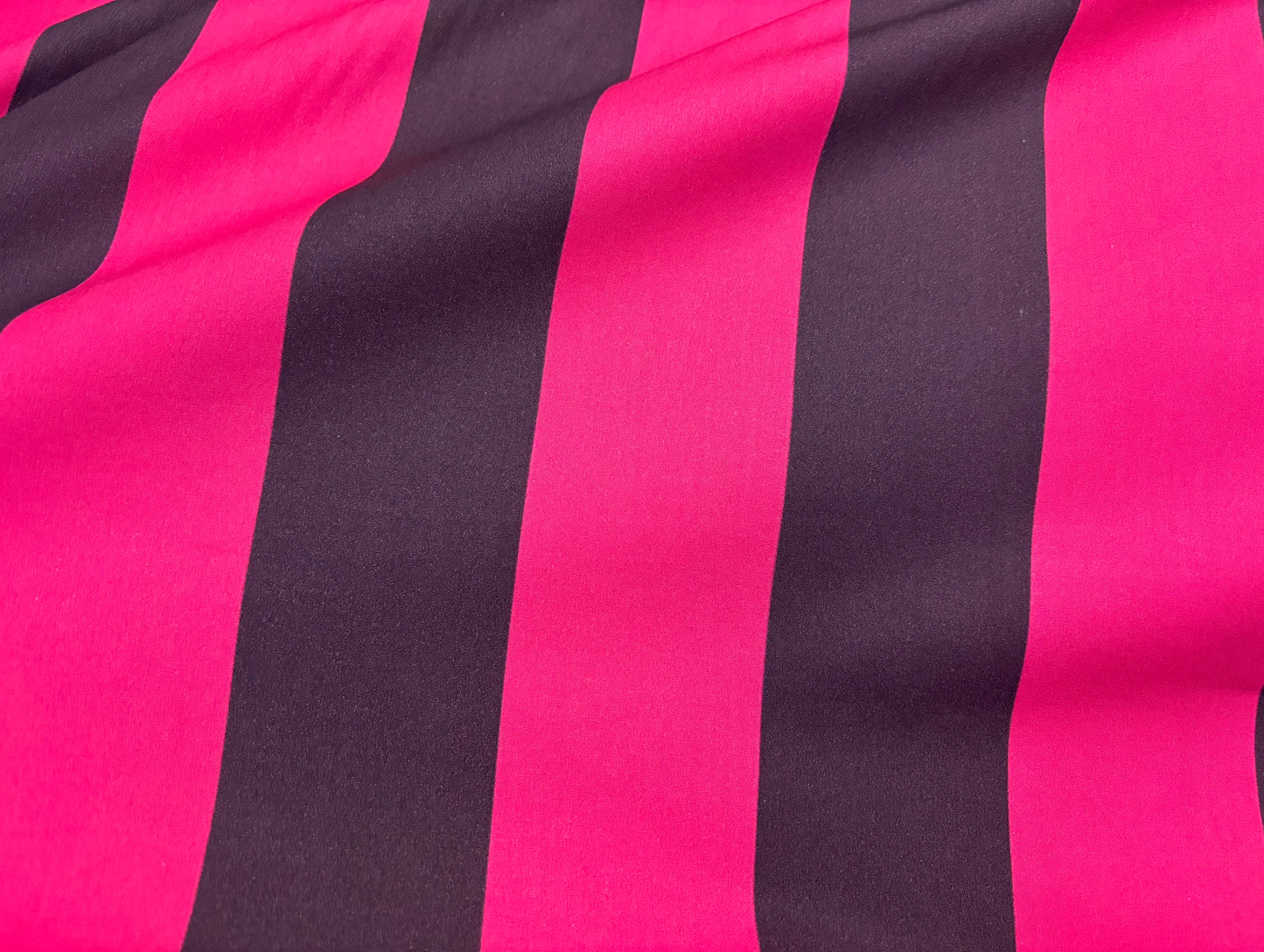 Baumwollstoff Blockstreifen Pink/Aubergine