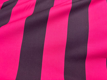 Baumwollstoff Blockstreifen Pink/Aubergine