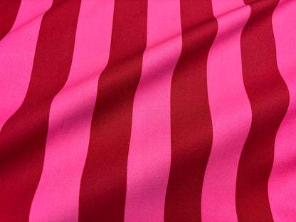Baumwollstoff Schmale Blockstreifen Pink/Dunkelrot