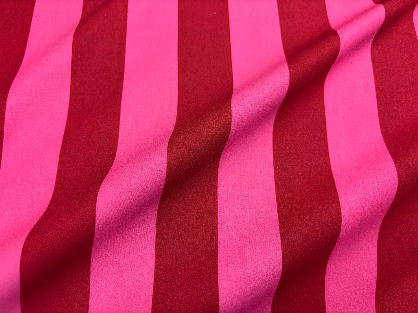 Baumwollstoff Schmale Blockstreifen Pink/Dunkelrot