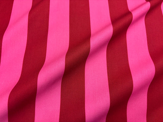 Baumwollstoff Schmale Blockstreifen Pink/Dunkelrot