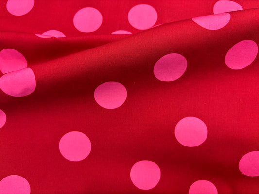 Baumwollstoff Punkte Pink/Dunkelrot