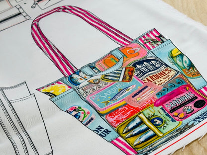 Baumwollstoff-Panel Tasche Marseille Sardines