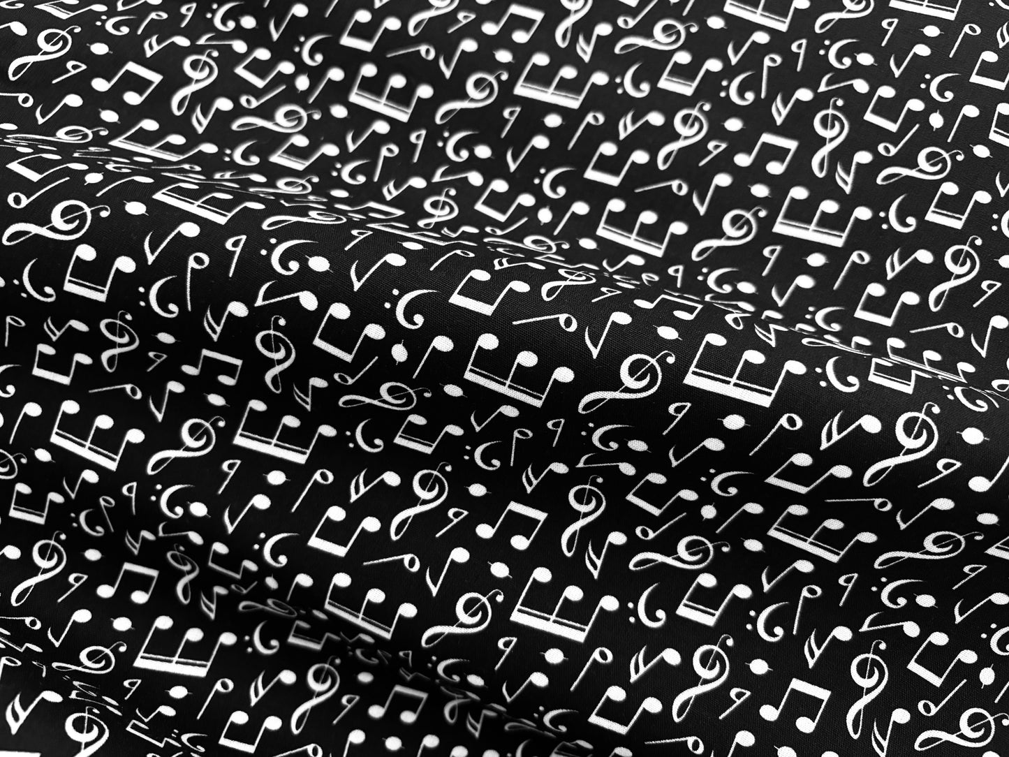 Baumwollstoff Musiknoten Schwarz