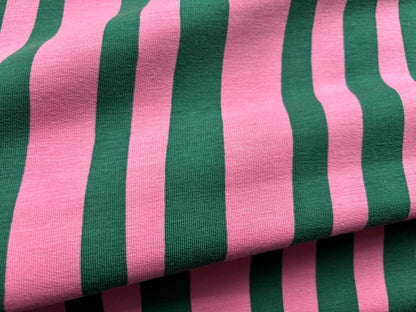Bio-French Terry Pink/Grün gestreift