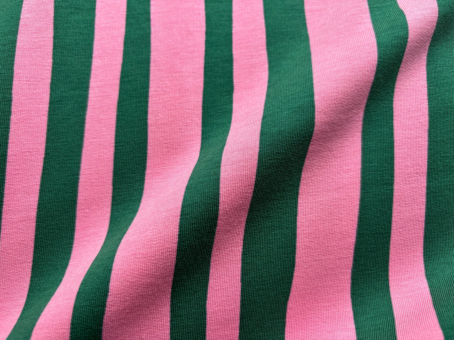 Bio-French Terry Pink/Grün gestreift