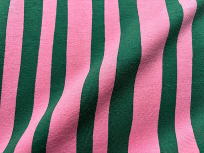 Bio-French Terry Pink/Grün gestreift