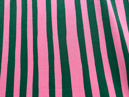 Bio-French Terry Pink/Grün gestreift