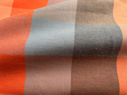 Baumwollwebstoff Große Karos Orange/Bleu