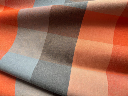 Baumwollwebstoff Große Karos Orange/Bleu