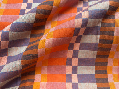 Baumwollwebstoff Karos Orange/Violett Fableism