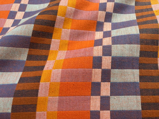 Baumwollwebstoff Karos Orange/Violett Fableism