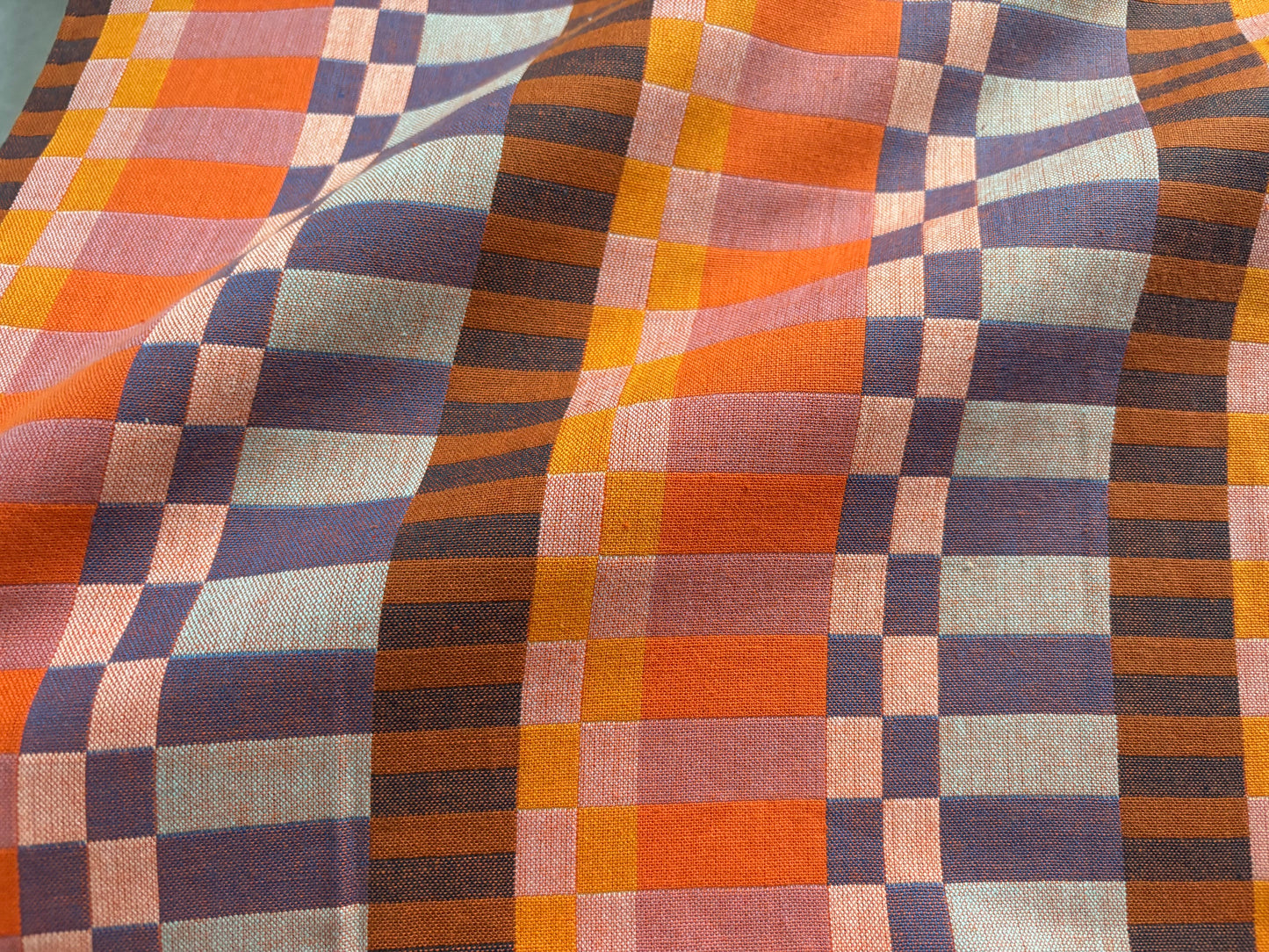 Baumwollwebstoff Karos Orange/Violett Fableism