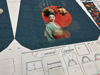 Baumwollstoff-Panel Tasche Geisha