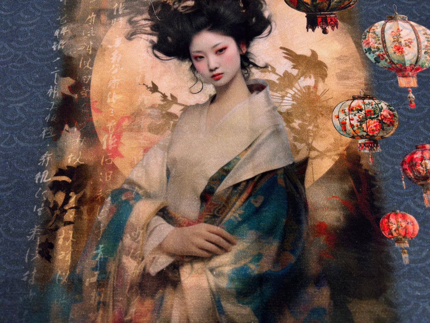 Baumwollstoff-Panel Tasche Geisha
