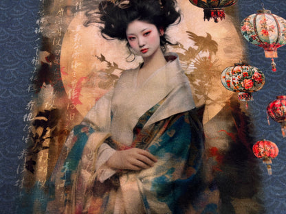Baumwollstoff-Panel Tasche Geisha