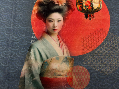 Baumwollstoff-Panel Tasche Geisha