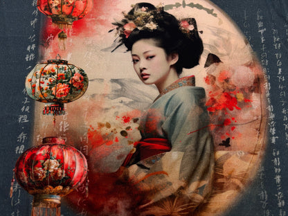 Baumwollstoff-Panel Tasche Geisha