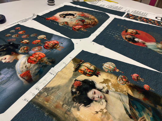 Baumwollstoff-Panel Tasche Geisha