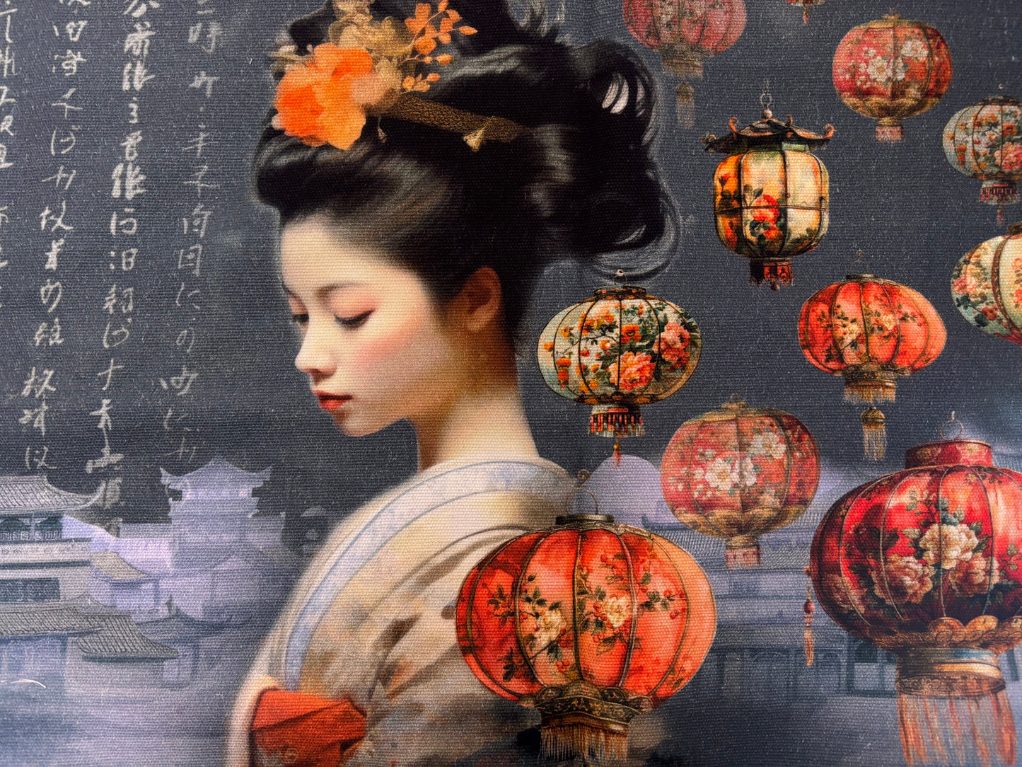 Baumwollstoff-Panel Tasche Geisha
