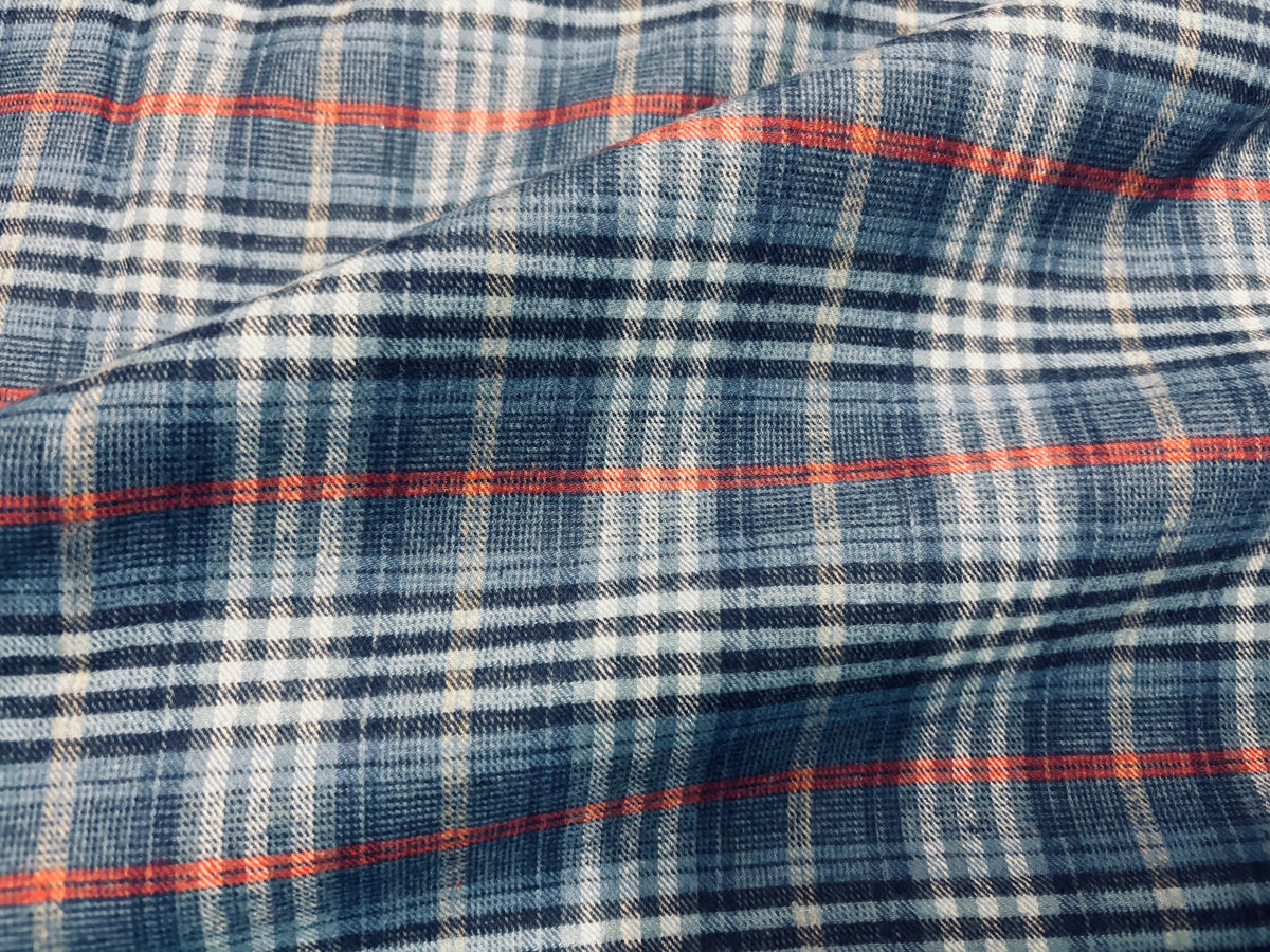Baumwoll-Flanell Karo Grau/Blau