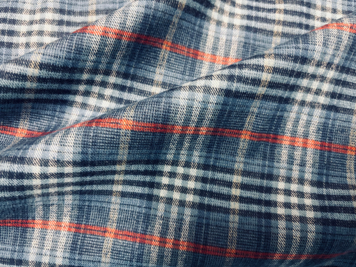 Baumwoll-Flanell Karo Grau/Blau