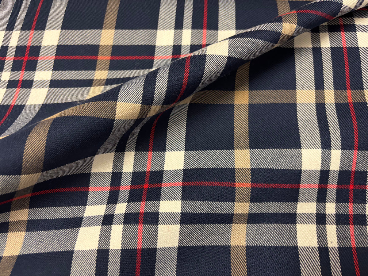 Tartan Schottenkaro Dunkelblau/Weiß/Rot