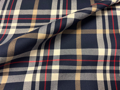 Tartan Schottenkaro Dunkelblau/Weiß/Rot