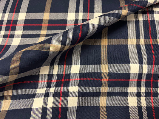 Tartan Schottenkaro Dunkelblau/Weiß/Rot