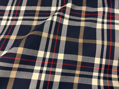Tartan Schottenkaro Dunkelblau/Weiß/Rot