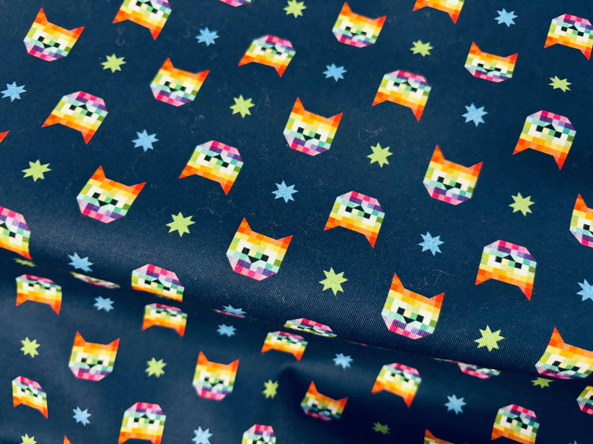 Baumwollstoff Pixel-Katze Dear Stella