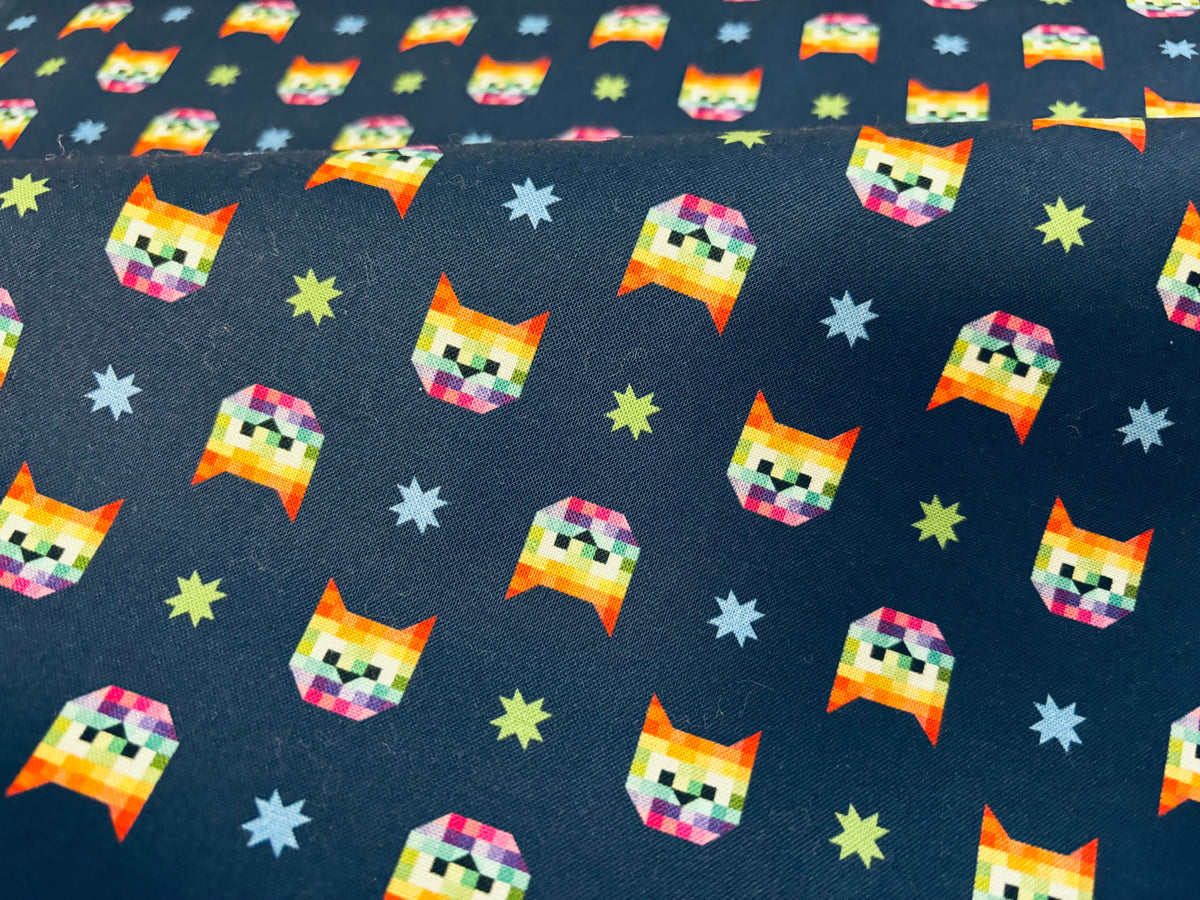 Baumwollstoff Pixel-Katze Dear Stella