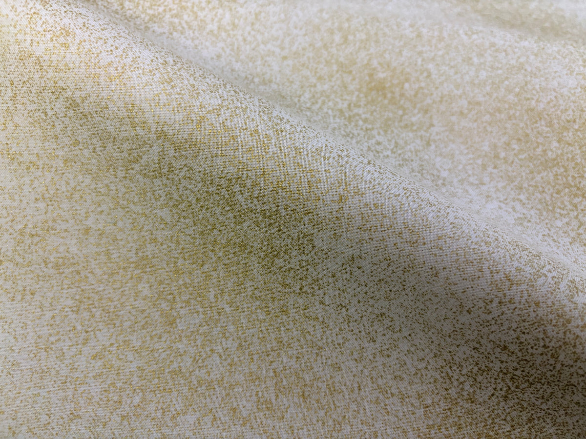 Baumwollstoff Gold Glitzerstaub Naturweiß