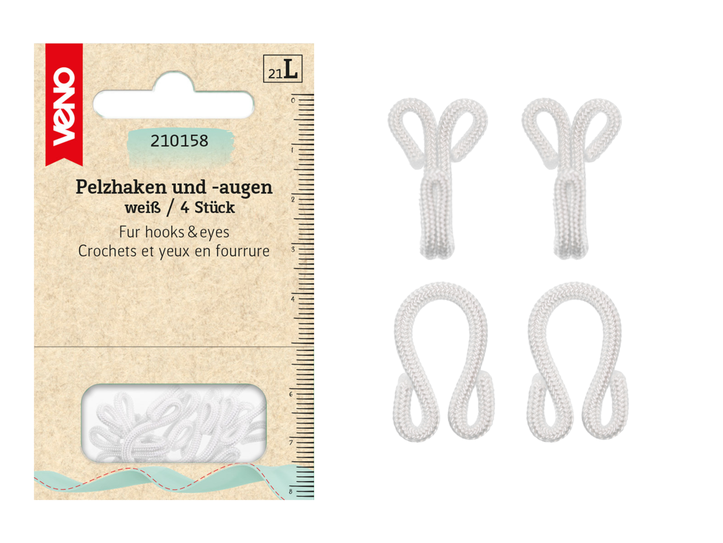 Veno Pelzhaken und Augen Weiß
