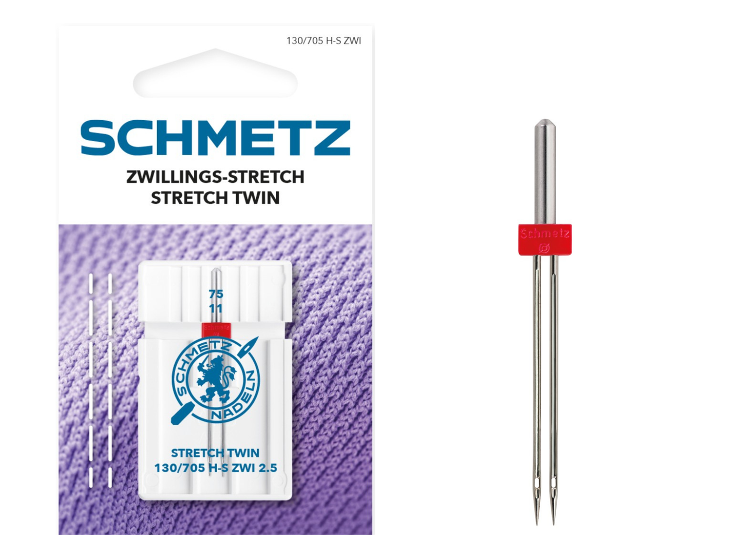 SCHMETZ Zwillings-Nähmaschinennadel Stretch 2,5/75