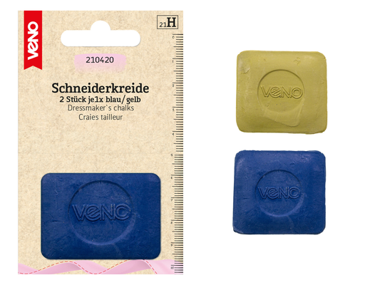 VENO Schneiderkreide Blau und Gelb Platten 2 St