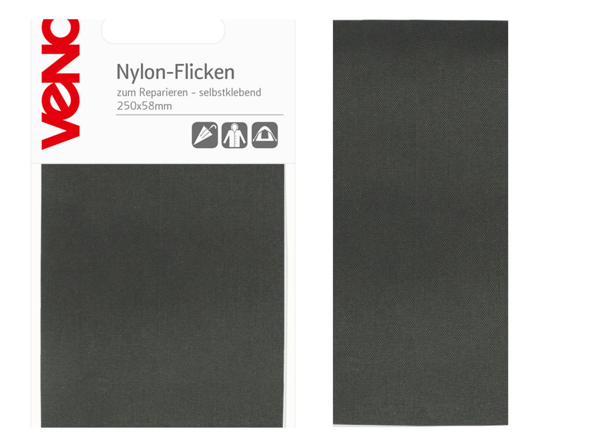 VENO Nylon selbstklebender Flickstoff-Streifen Dunkelgrau