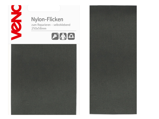 VENO Nylon selbstklebender Flickstoff-Streifen Dunkelgrau