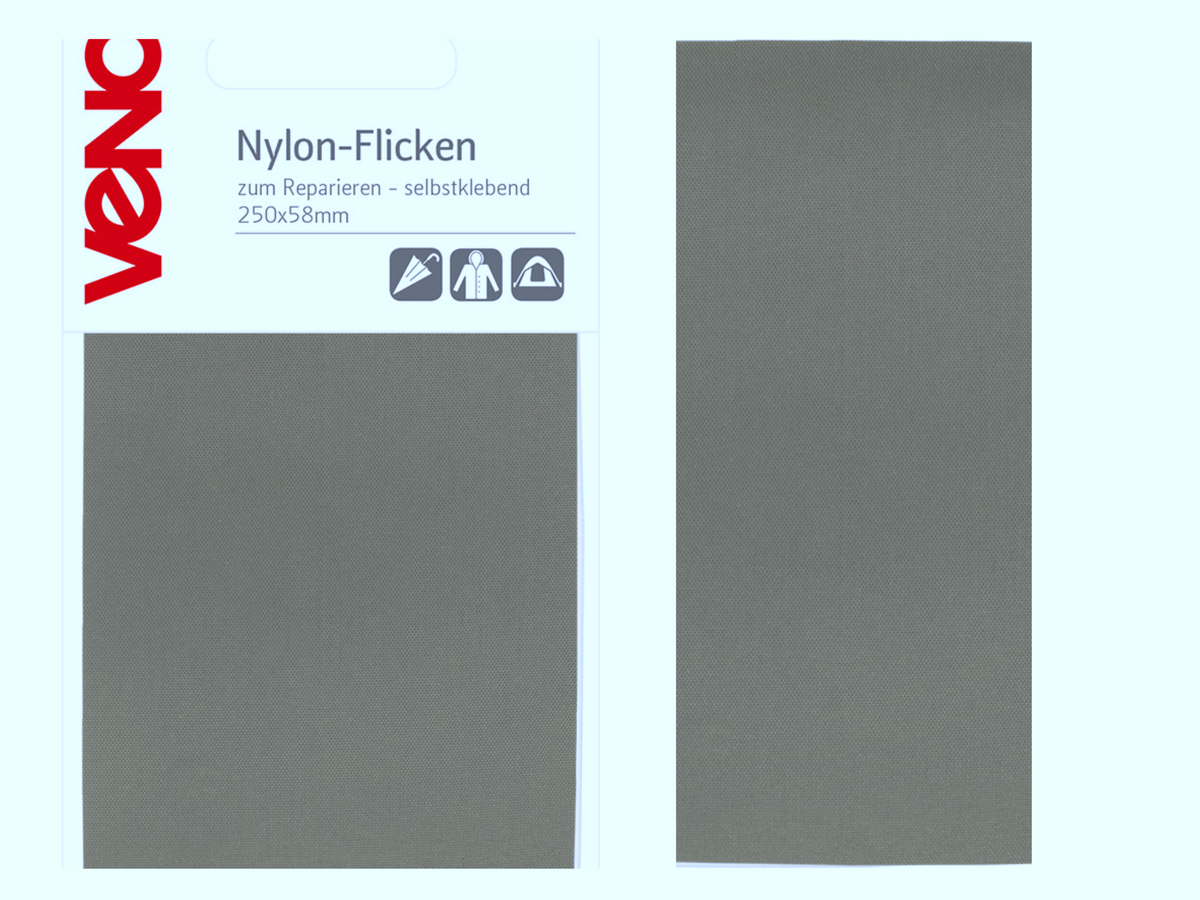 VENO Nylon selbstklebender Flickstoff-Streifen Mittelgrau