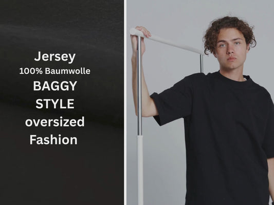 Baumwolljersey Uni Schwarz Baggy Style nicht elastisch