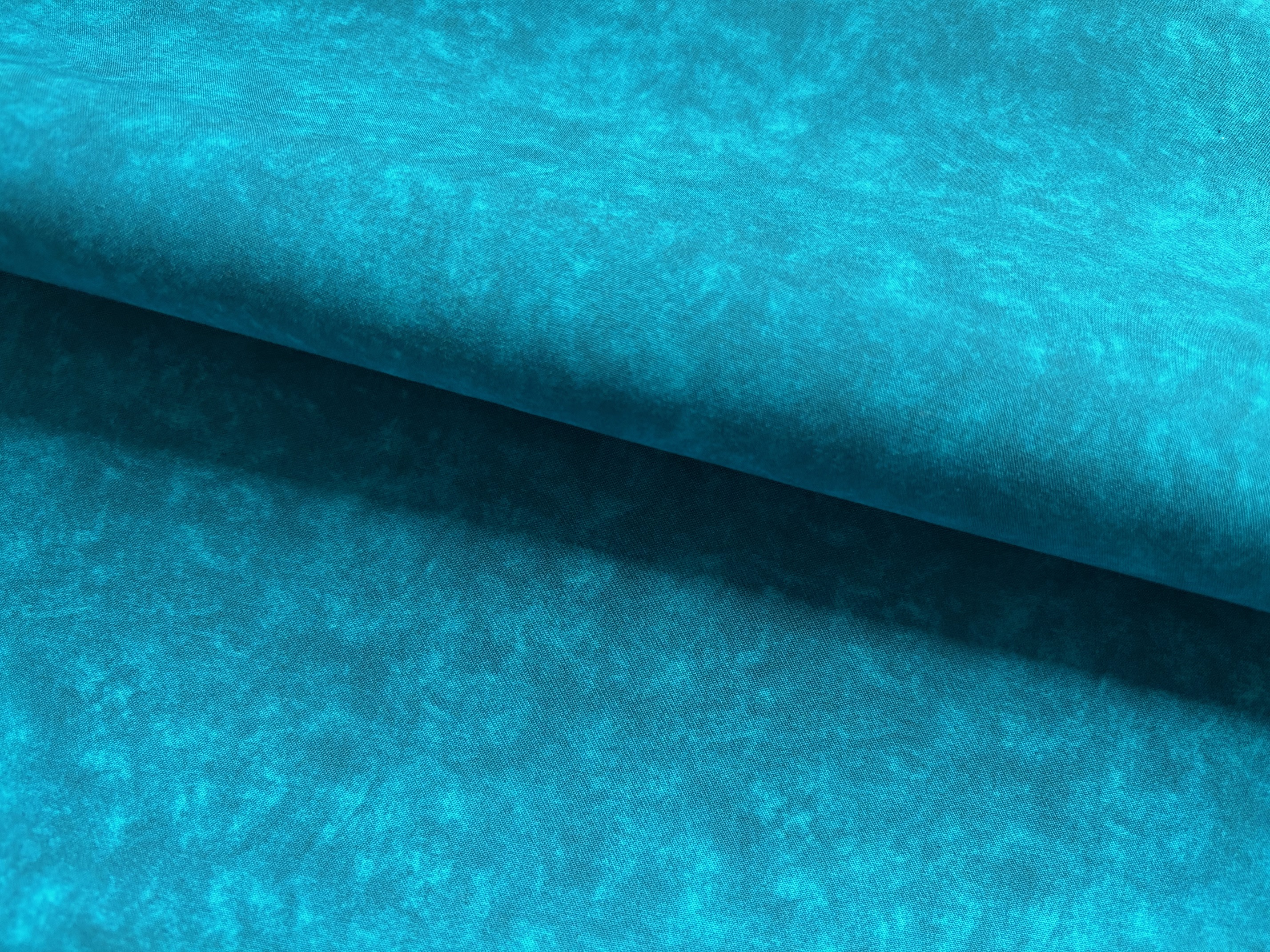 Baumwollstoff Cyan Dunkles Türkis marmoriert Shadow